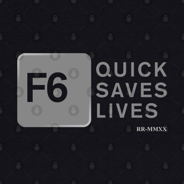 Official ROCKY ROCKHEAD Merch - F6 Quicksaves Lives (Grey) by Rockhead